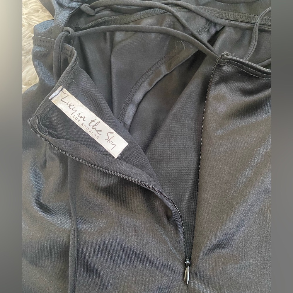 Black rhinestone satin dress - Picture 4 of 5